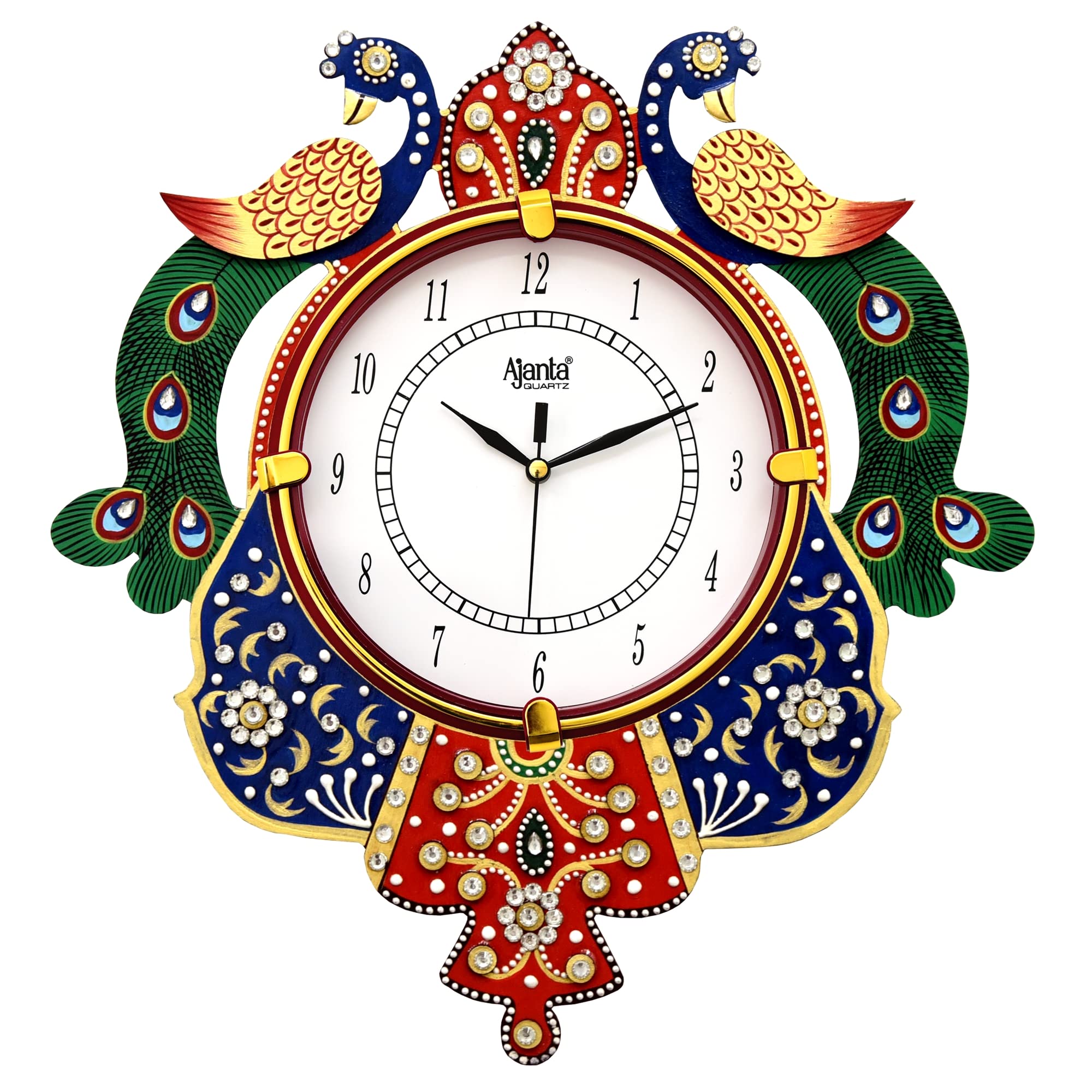 CIRCADIAN Ajanta Wooden Analog Wall Clock Design for Home Hall Living Room Decor Office Kids Bedroom Stylish Ethnic Antique Decorative Multi Colour Peacock 36 x 33 cm Pack of 1 (B09CPJNRZW) Amazon Price History, Amazon Price Tracker