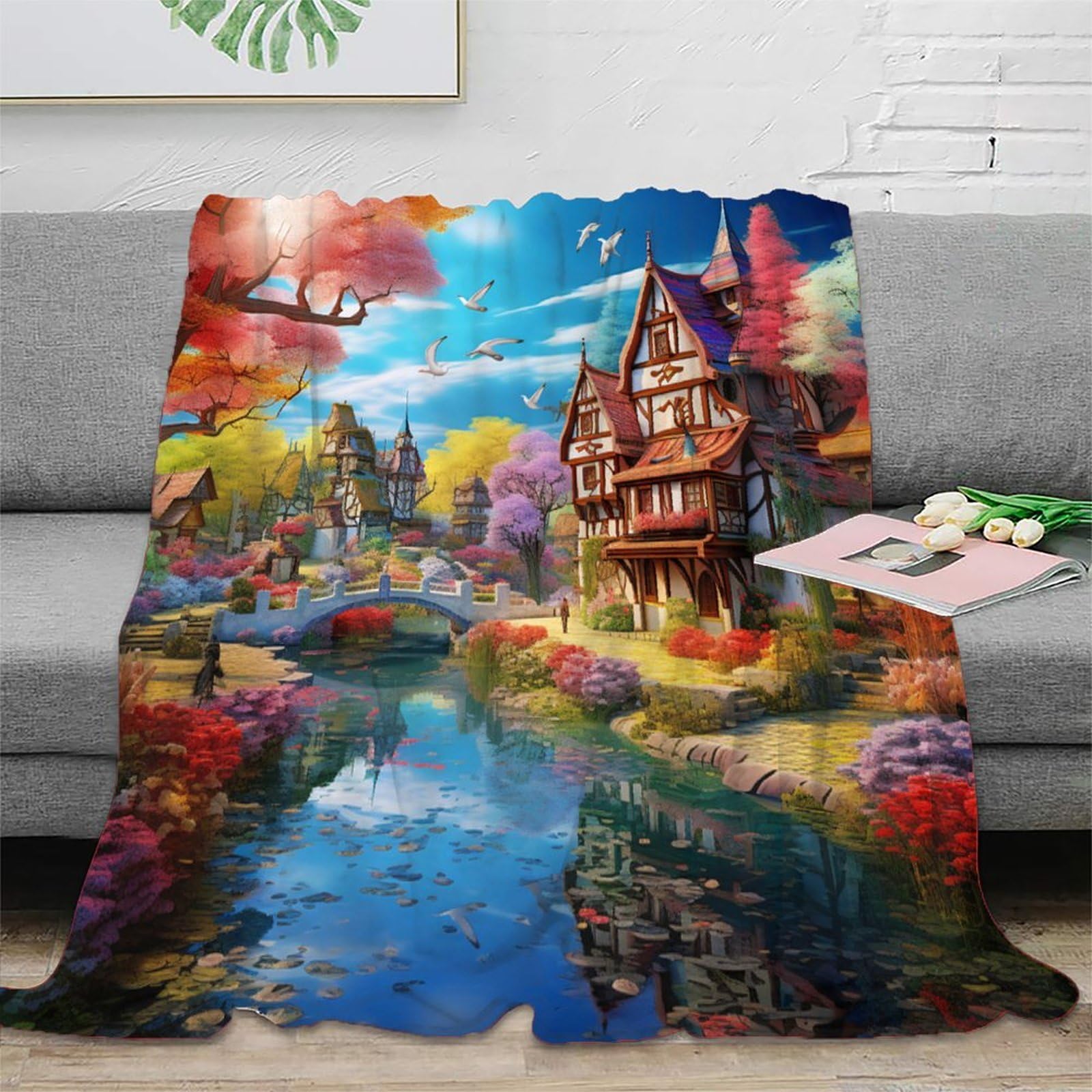 Plaid de salon 150x200 couverture polaire microfibre fantastique 3D