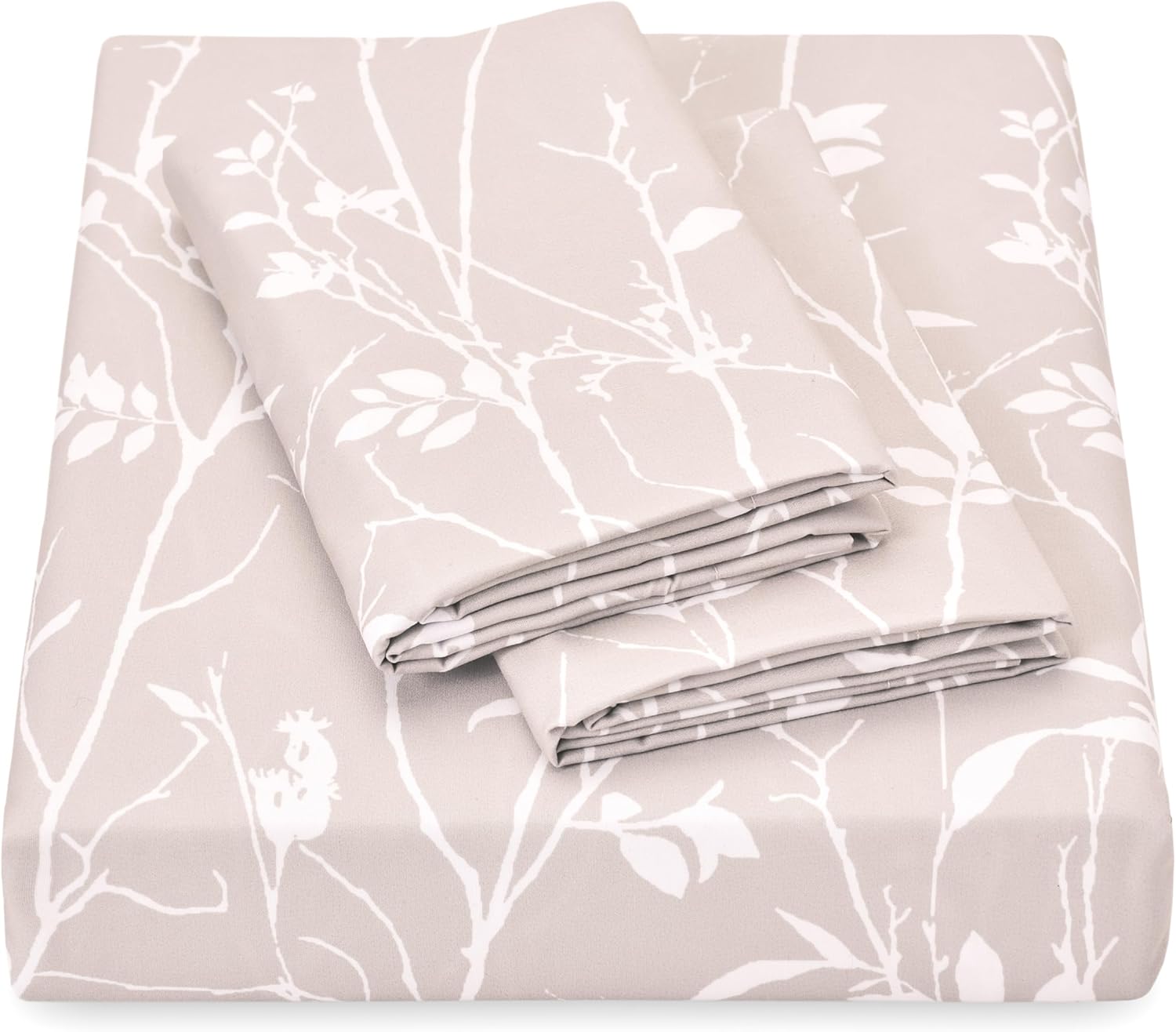 Chanasya Premium Printed Bramble Leaf Beige Duvet Cover Set - Duvet Cover (104” x 90”) & 2 Pillow Shams (20” x 36”) - 3-Piece Set, King Size, Printed Bramble Leaf Beige
