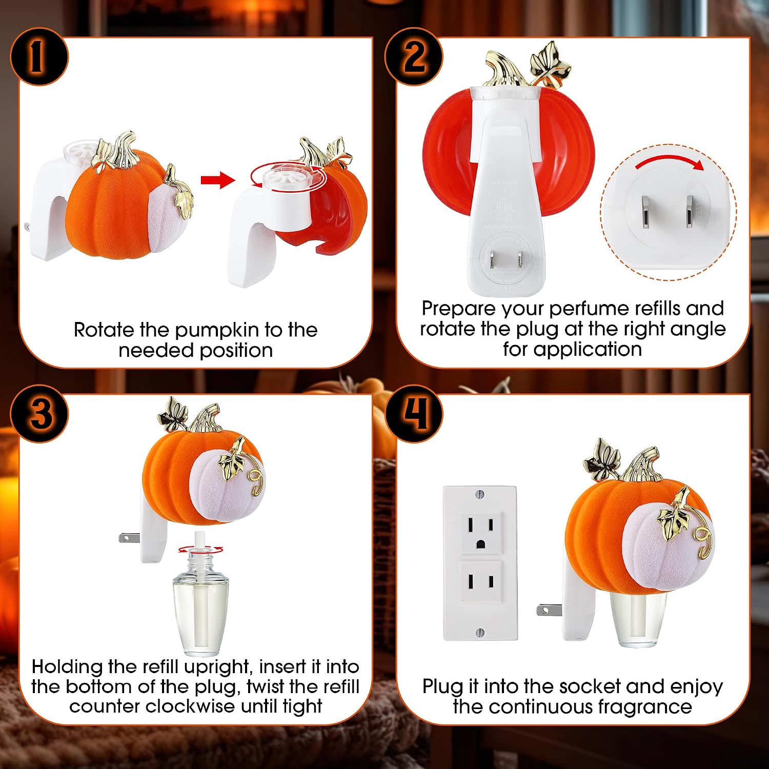 Wall Fragrance Plug Compatible with Bath & Body Works Refills, Pumpkin