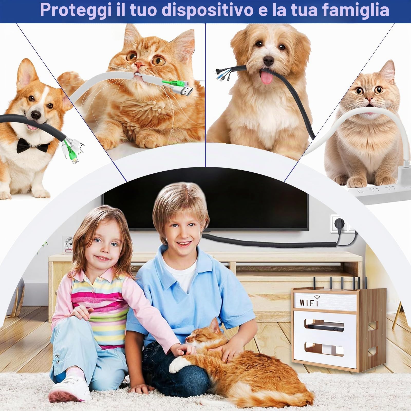 Catekro Armadietto per Router, Copertura per Router, Scaffale per router a Libera Installazione, Scaffale a Parete per Router, Scatola di Legno per la Conservazione del Router WIFI
