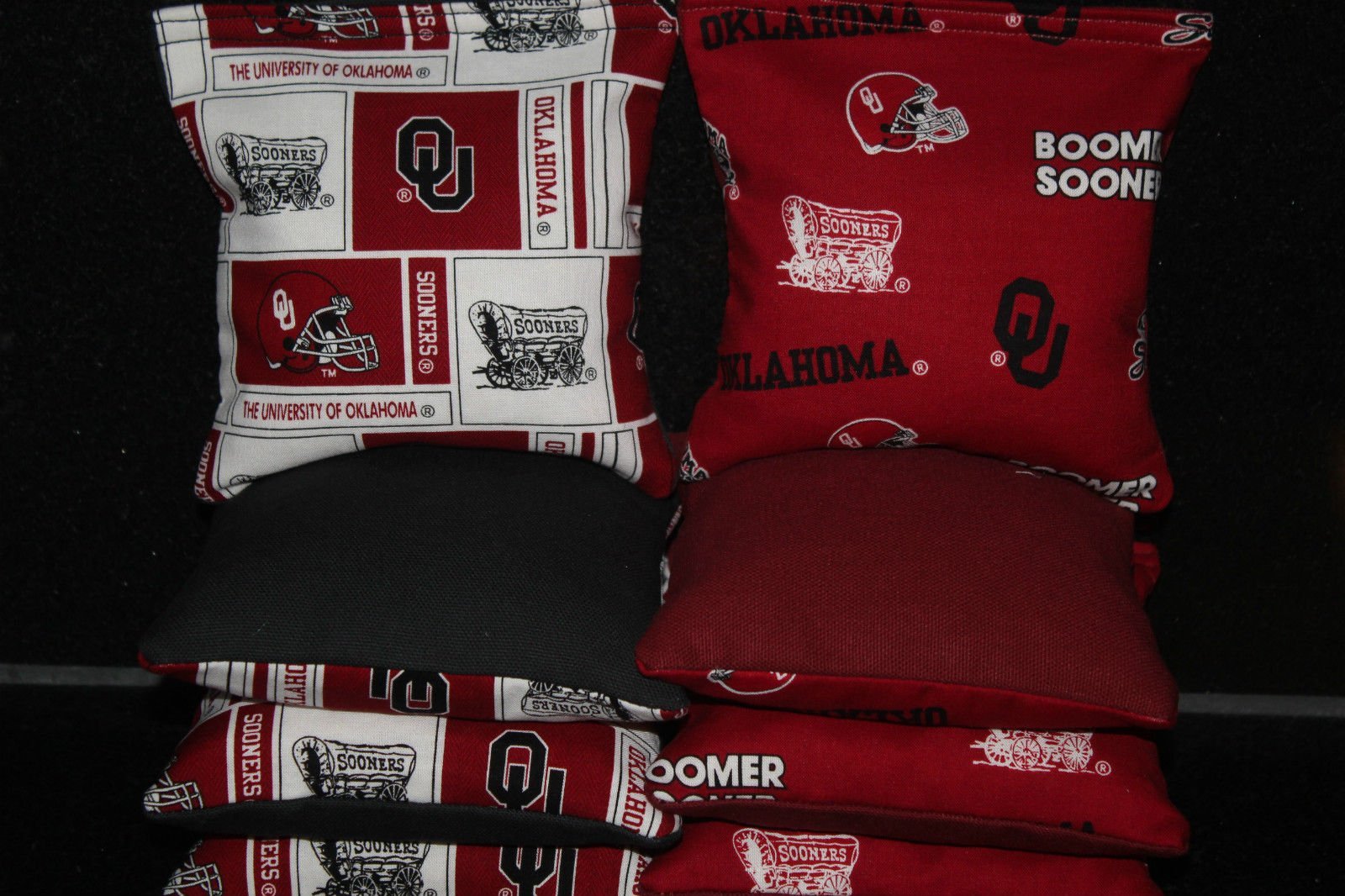 Amazon.com: 8 Cornhole Bean Bags Made W Ou Oklahoma Sooners Fabric ACA Reg  Bags : Sports & Outdoors
