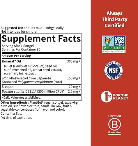 Miniatura 3 de Garden of Life Herbals Suplemento de menopausia con S-equol y Trans-Resveratrol para alivio multisíntoma, queranat para un crecimiento del cabello