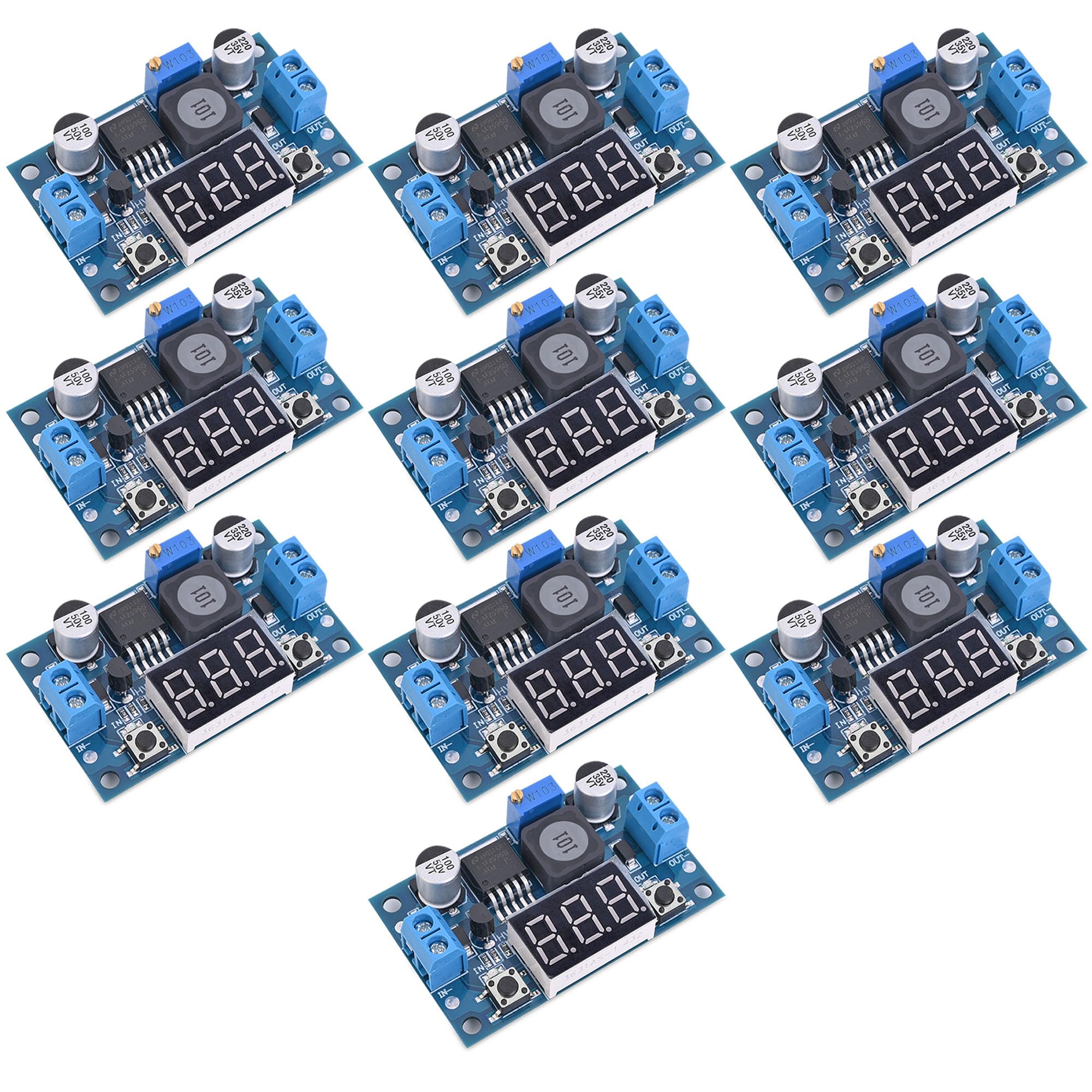 Seloky LM2596 Adjustable DC-DC Step-Down Buck Converter Module with LED Voltmeter Display, Voltage Regulator 4.0-40V Input to 1.25-37V Output Power