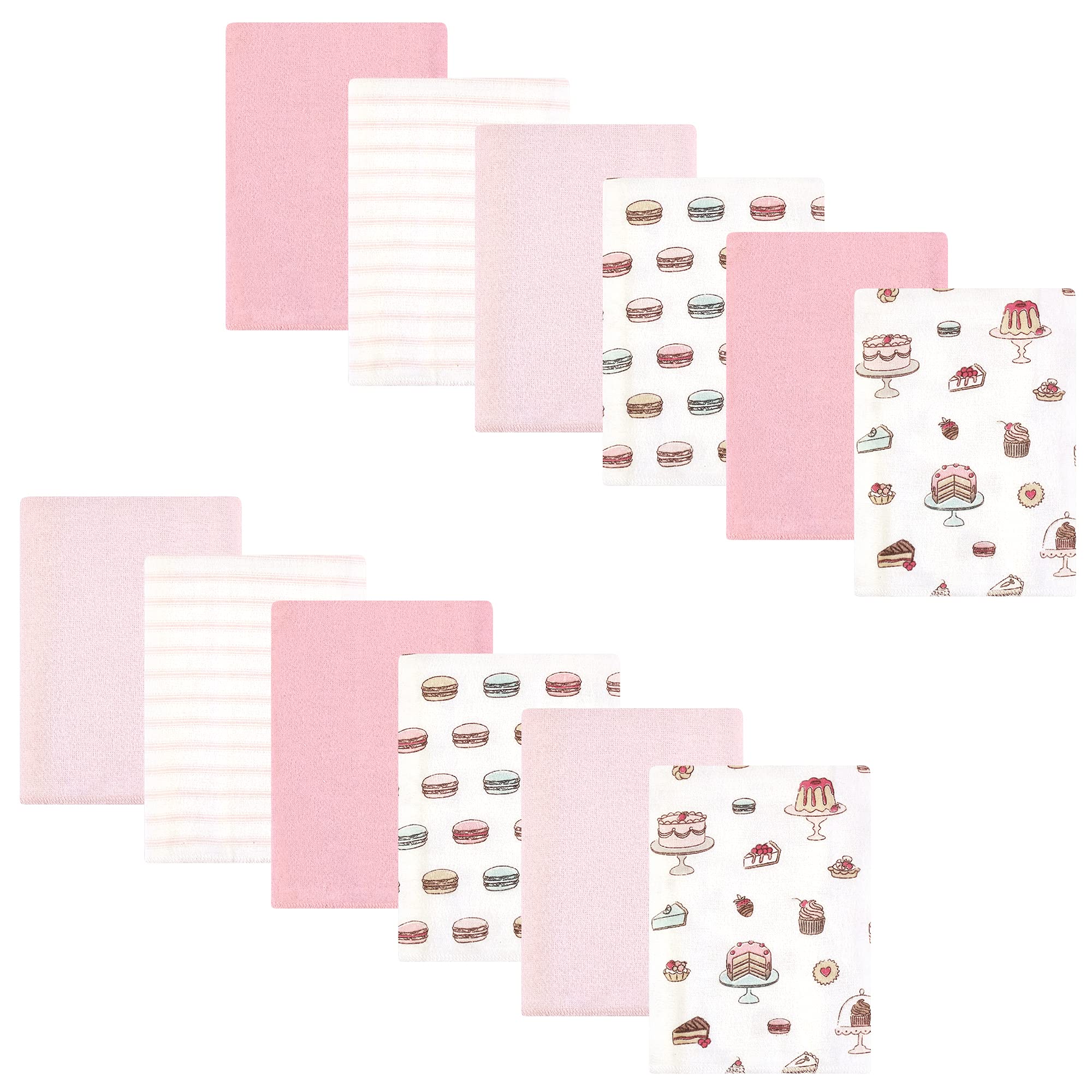 Hudson Baby Unisex Baby Cotton Flannel Burp Cloths Bundle, Sweet Bakery, One Size