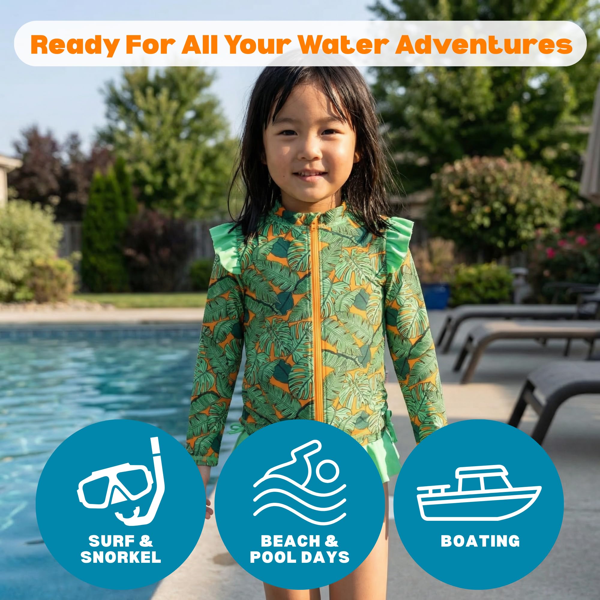 SwimZip Zweiteiler UV Kids Langer Arm - Flower Power - Traje de baño, Color