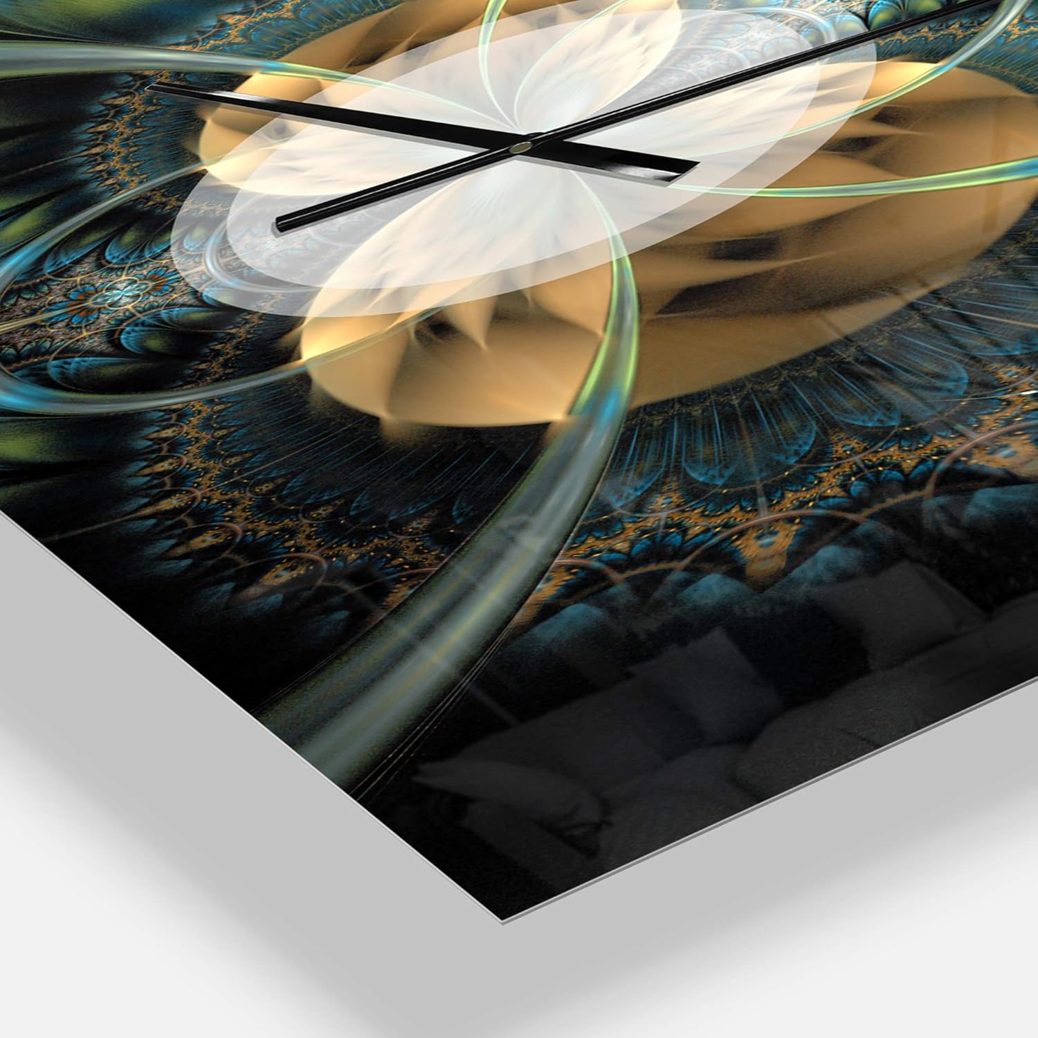 'Symmetrical Gold Fractal Flower ' Modern Wall Clock for Home Bedroom Bathroom Office Living Room Decoration