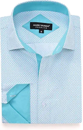 Alex Vando Mens Printed Dress Shirts Long Sleeve Regular Fit Button Down Shirt