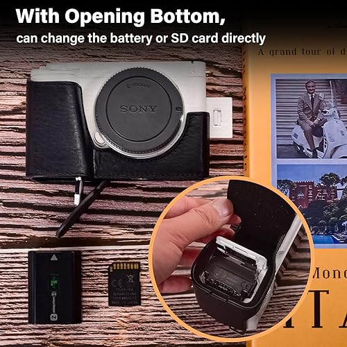 Miniatura 3 de MUZIRI KINOKOO Sony ZV-E1 - Funda de piel auténtica para cámara Sony ZV-E1ZVE1, funda protectora con apertura inferior, color negro