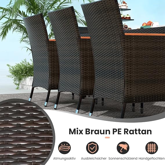 giantex rattan garden furniture set garden lounge 8 chairs with table rattan lounge furniture outdoor patio furniture balcony furniture set for 8 people garden dining set