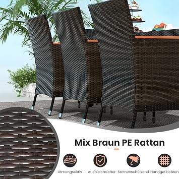 giantex rattan garden furniture set garden lounge 8 chairs with table rattan lounge furniture outdoor patio furniture balcony furniture set for 8 people garden dining set
