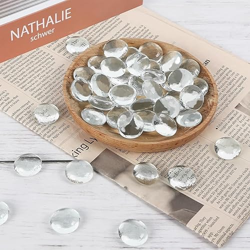 Miniatura 4 de FUTUREPLUSX 50 unidades de canicas de vidrio plano, rocas para acuario, pecera, grava, guijarros, cuentas decorativas para pecera, manualidades,