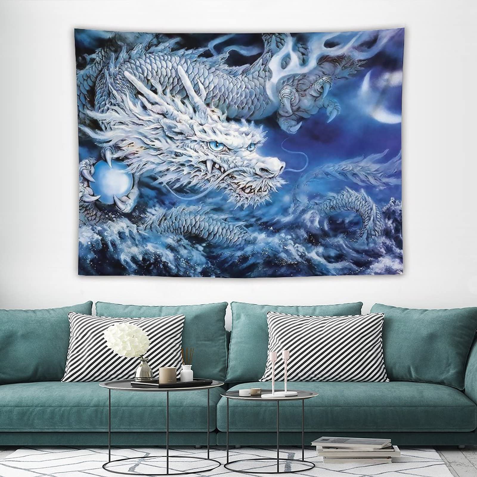 Amazon.co.jp: タペストリー 白龍 龍神 壁掛け おしゃれ 大判 布