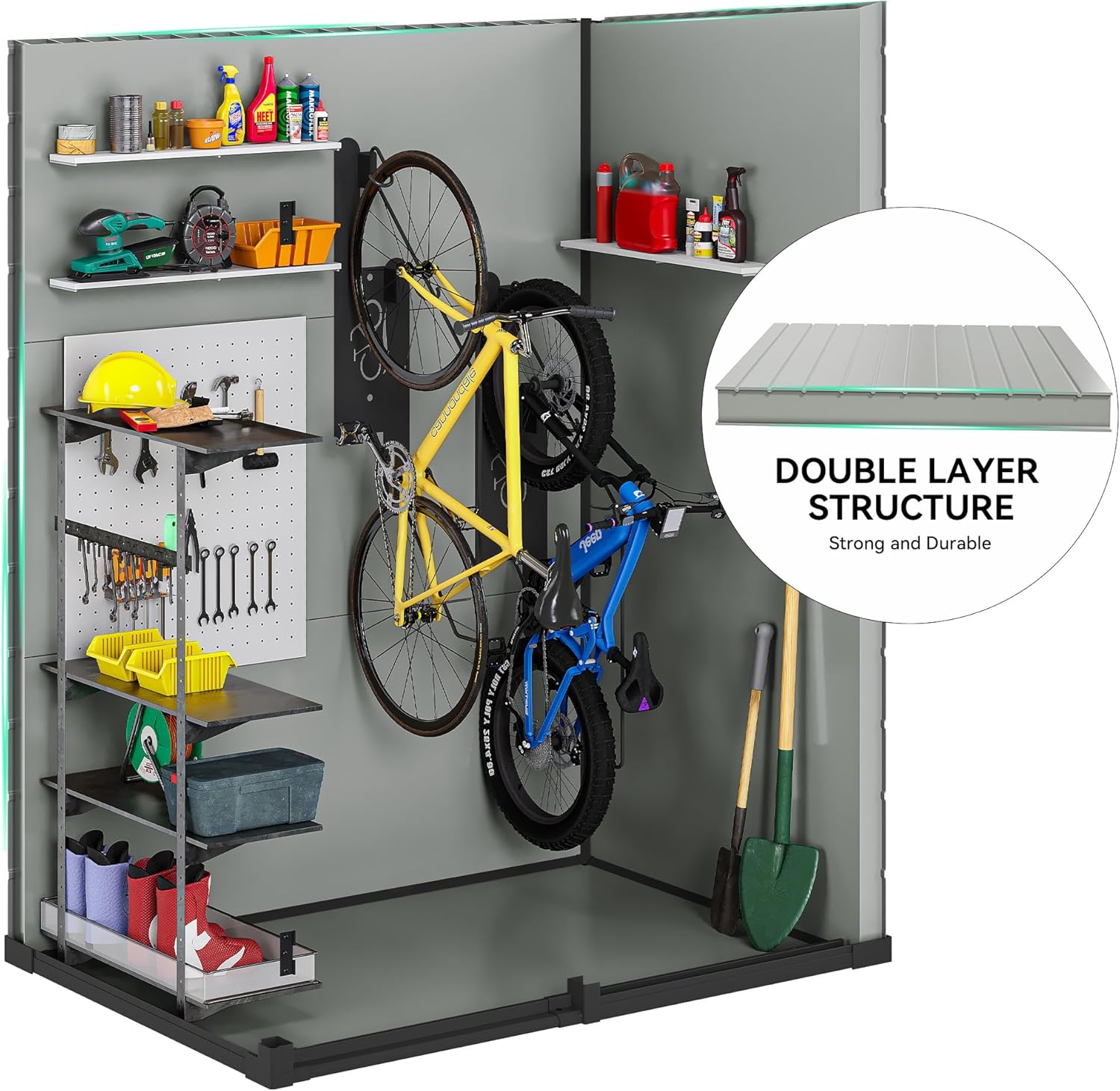 DWVO 5x3ft Resin Outdoor Storage Shed with Floor, Waterproof Lockable Storage Shed with Window, Plastic Outside Tool Storage for Garden, Backyard Patio