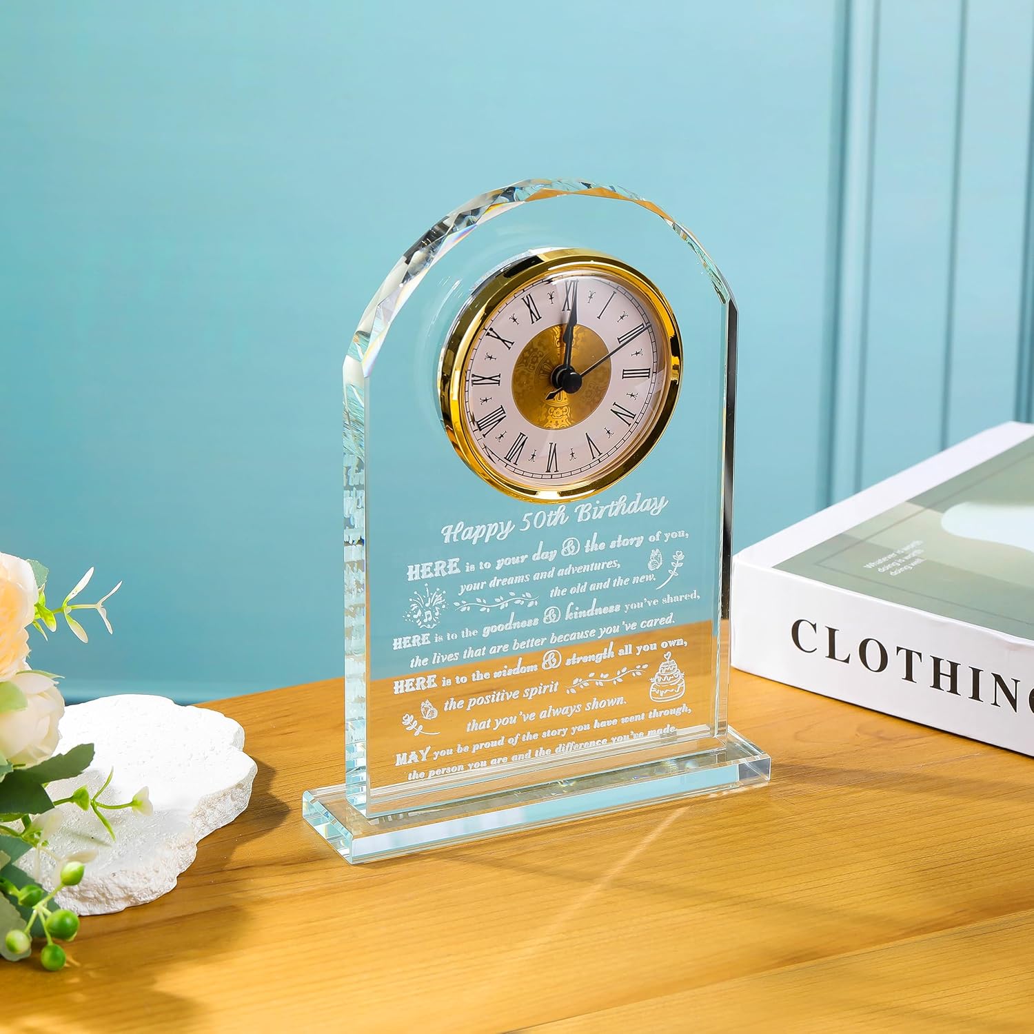 Movdyka 50th Birthday Gifts for Women Men - Crystal Clock Gifts Personalized 1976 50 Year Old Birthday Present for Her Him - Happy 50th Birthday Gifts Ideas for Mom Dad Unique - Image 6
