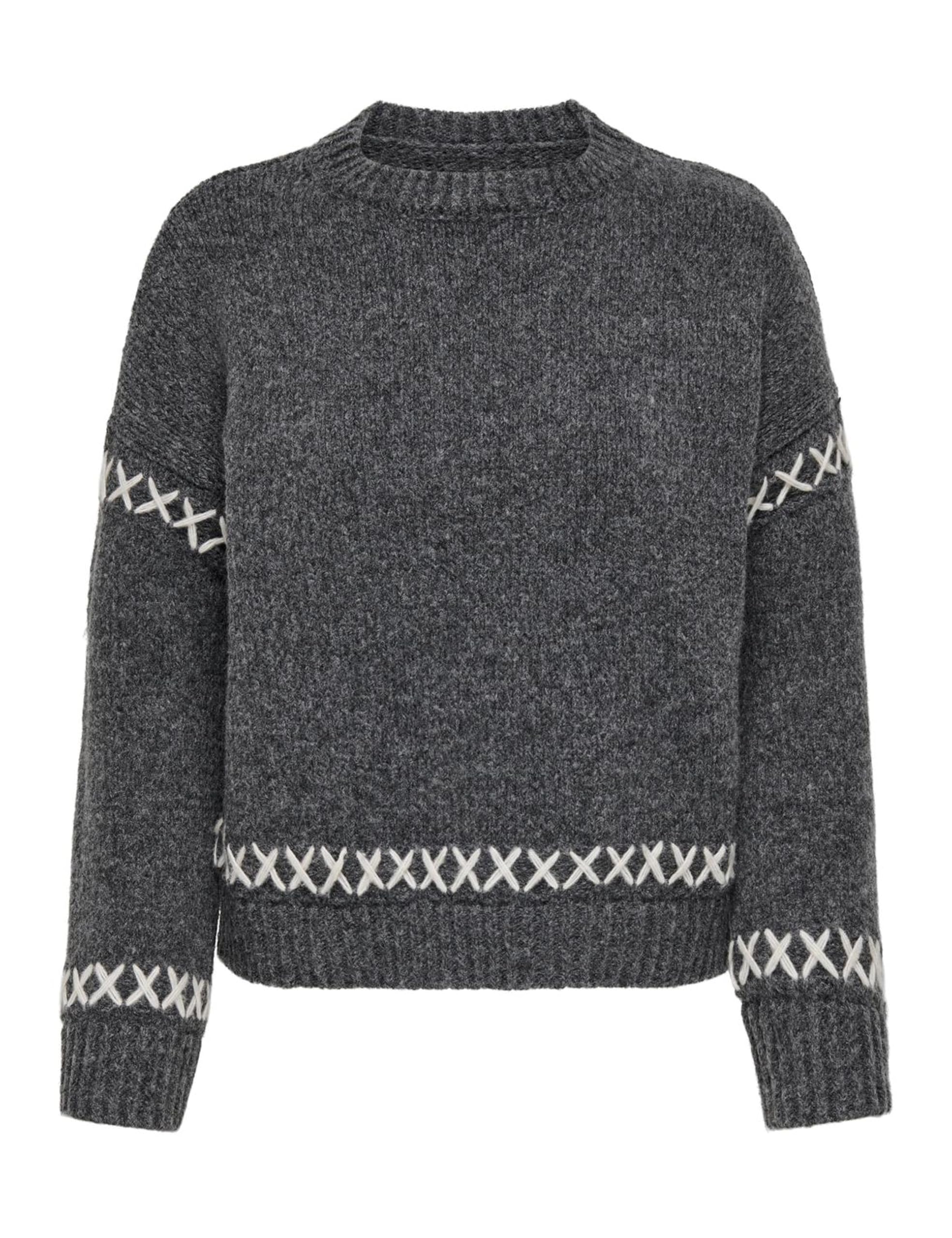 Only Women's Gris Round Neck Sweater Amanda