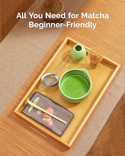 Miniatura 7 de Maestri House Juego de 7 batidores de matcha, juego de matcha de cerámica con cuenco de matcha, batidor y soporte, cuchara de bambú, soporte para