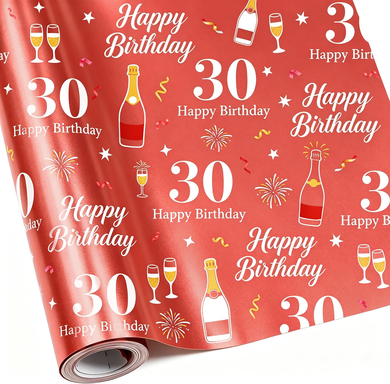 30th Birthday Wrapping Paper,Rose Gold Mini Roll,30th Birthday Paper Gift Wrap for Girls Recycled(43cmx5m)