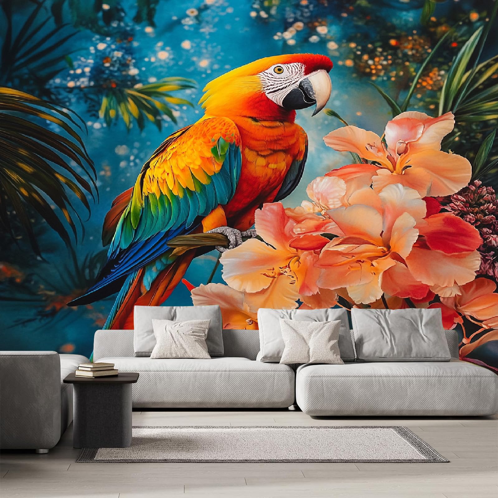 Papier peint panoramique perroquet poster mural 3D salon chambre