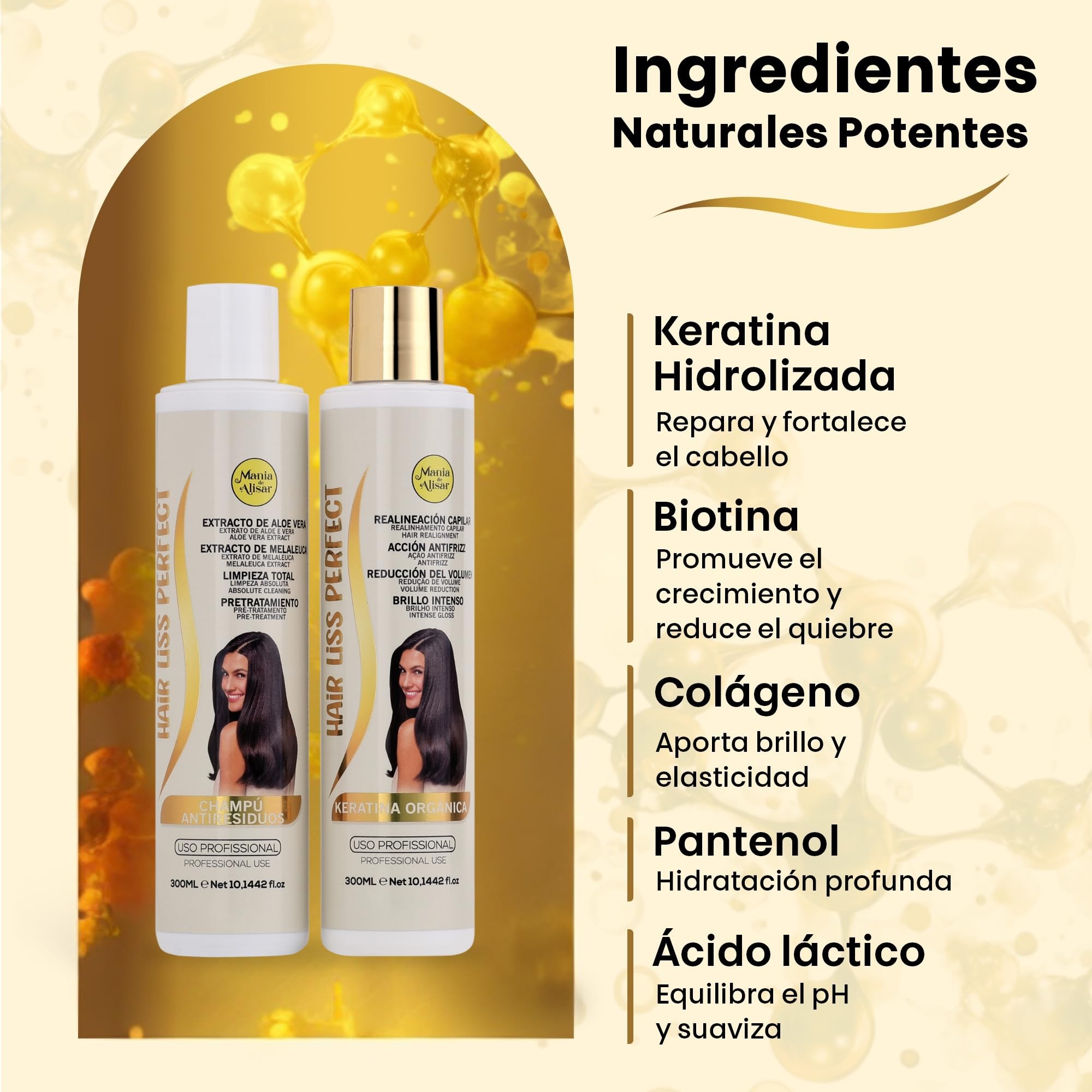 kit alisado brasileño alisado de keratina Orgánica progresivo contiene champú y keratina (300 ml / kit 2) Mania de Alisar