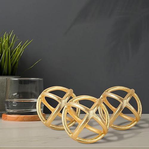 Miniatura 3 de CLEENTABLE Esfera decorativa para decoración del hogar, bolas decorativas de metal ligero para estantes, cuencos de centro de mesa, estantería,