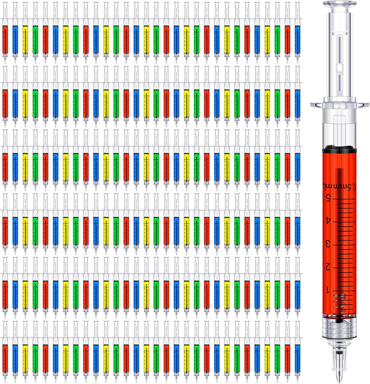 Tinlade 200 Pcs Syringe Gel Pens Bulk Nurses 4 Colors Nursing Fun Novelty Gifts Ball Point Pill Pens Retractable Black Ink for Office School Supplies Doctor Play Prize Student Party Favor