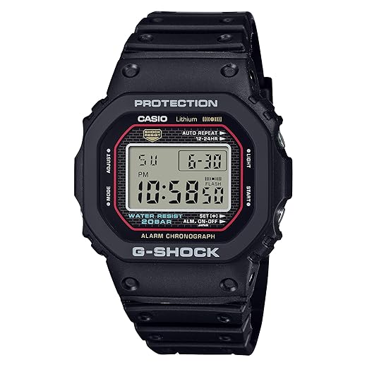Casio Relógio digital G-Shock Série 5000 de resina preta 42,3 mm - DW5000R-1A