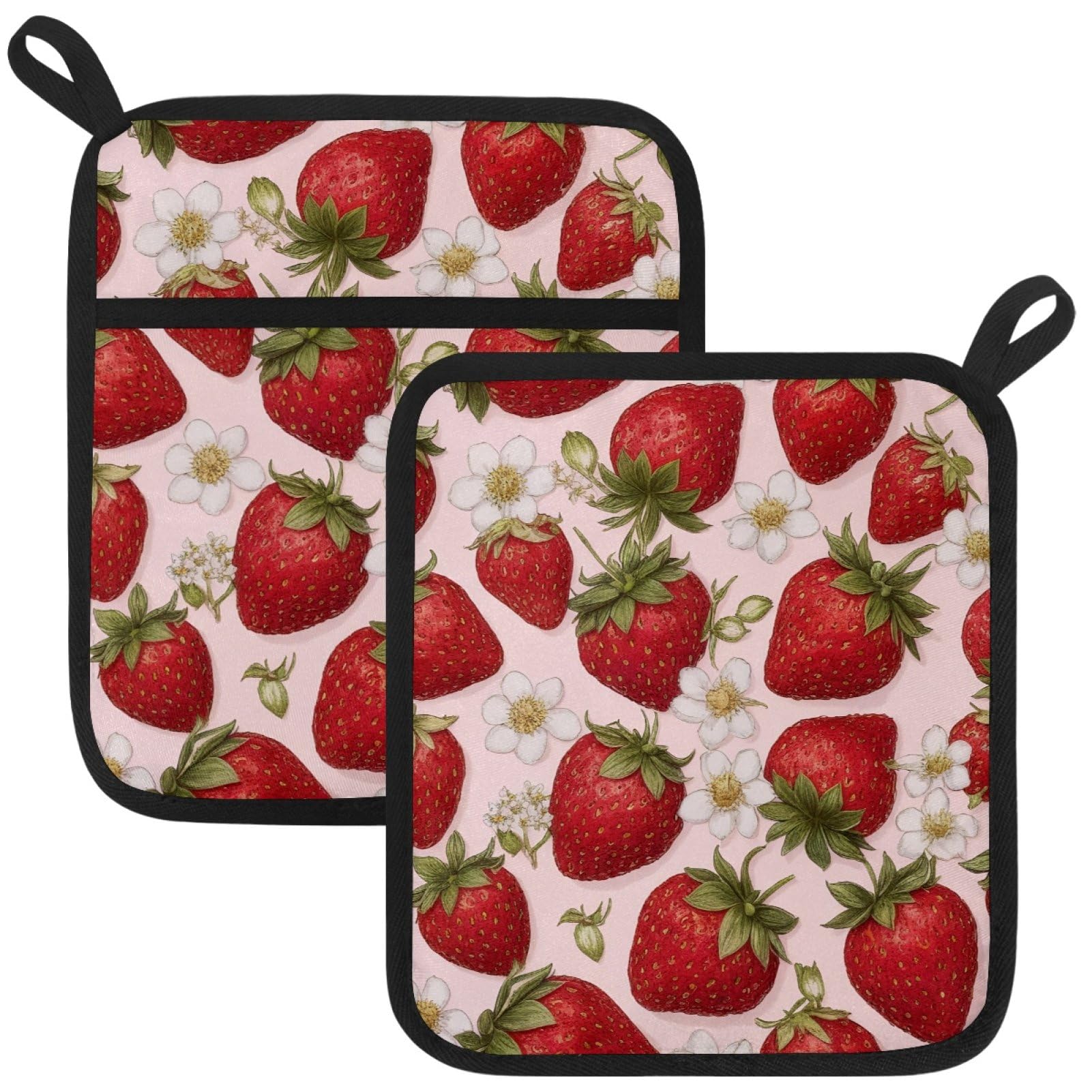 VAPOKF Strawberry Pot Holder, Heat Resistant Oven Cloths, Potholders & Oven Gloves, for Kitchen Cooking & Baking, Thick & Safe, Protection of Hands From Hot Utensils