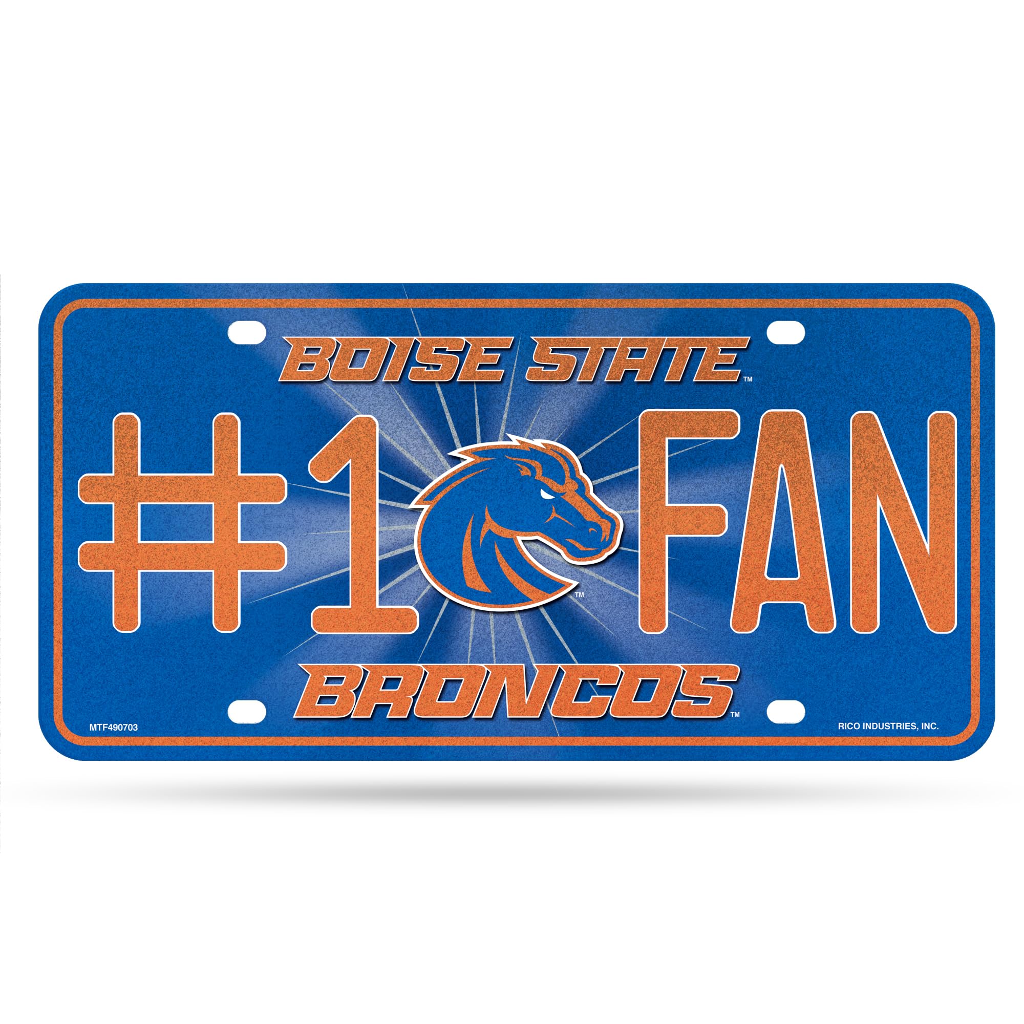 Rico NCAA Boise State Broncos Bling #1 Fan Metal Auto Tag Plate, 12 x 6-Inch, Silver