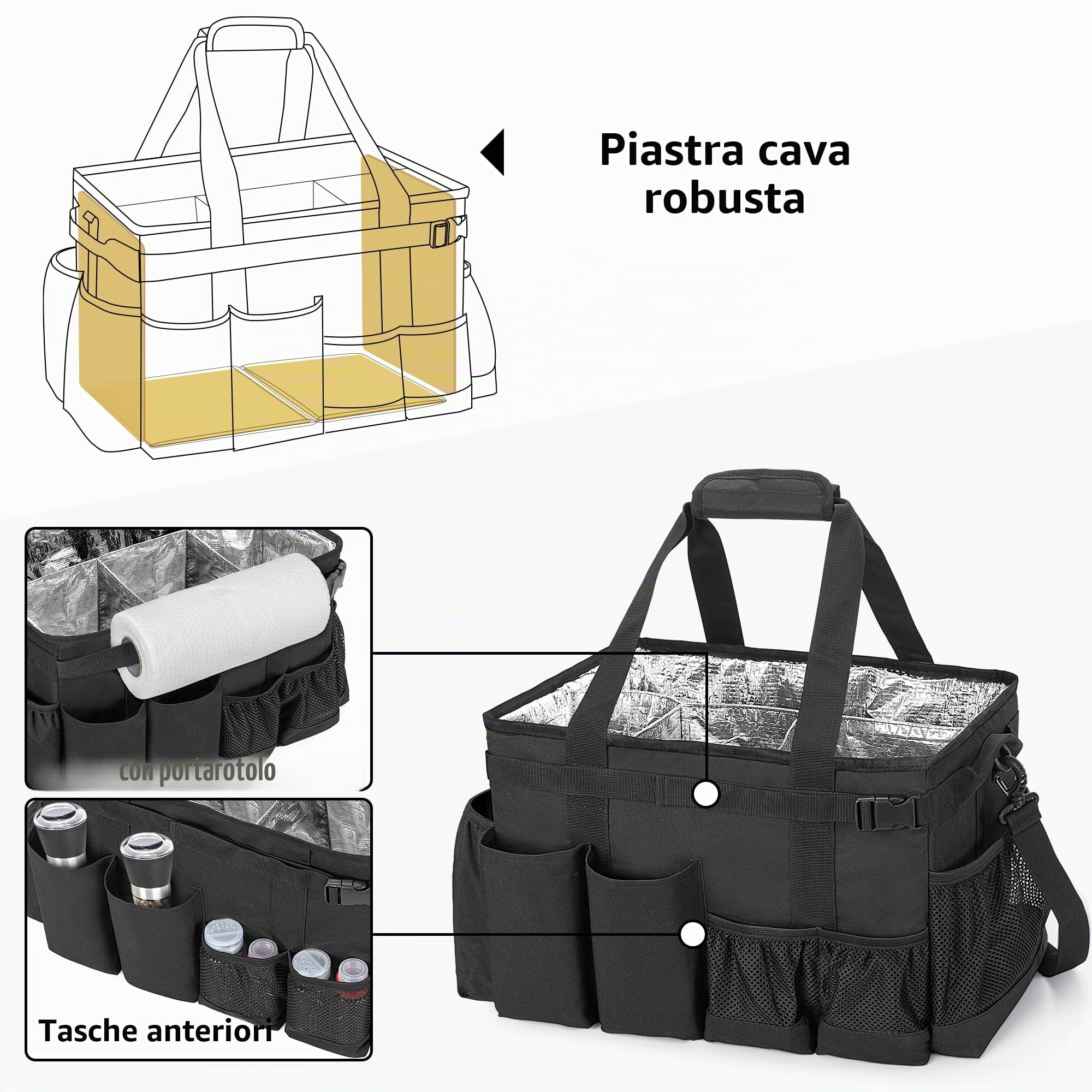 HODRANT Porta-Utensili per Barbecue con Portarotolo da Cucina | Borsa per Accessori Barbecue E Articoli Essenziali per Tailgate, Organizer per Accessori Da Cucina per Picnic o Campeggio