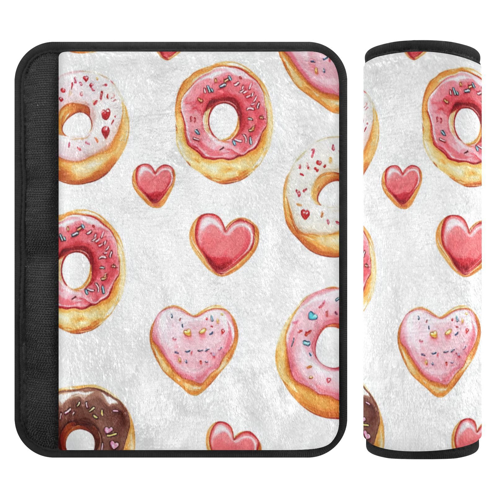 Seat Belt Covers 2 Pack Doughnuts Car Seat Strap Covers Super Soft Hearts Car Seat Neck Cover for Boys Girls Adults Babies M