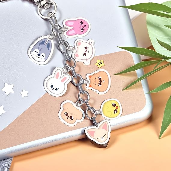 Wandering Keychain Cute Cartoon Acrylic Anime Keychain Set Children's Cartoon Double-Sided Backpack Phone Pendant Keychain Creative Decoration