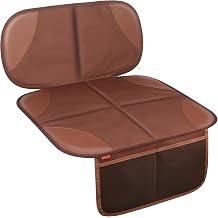 Sinvitron Car Seat Protector for Kids, Anti-Slip Thick Padding, Seat Mark Protection, 2 Storage Pockets for Toys & Snacks, Universal Fit for Most Vehicles Brown, 1 Pack