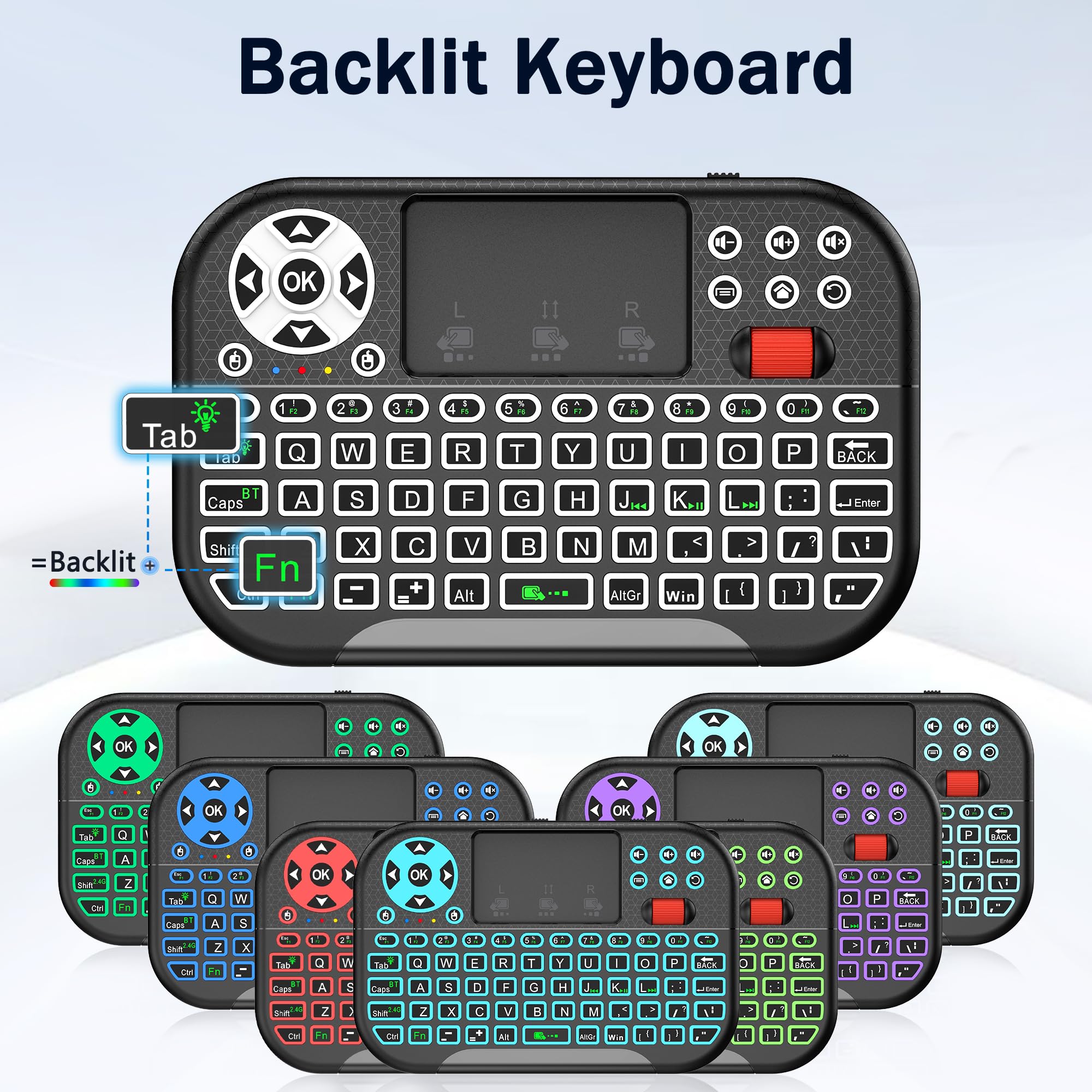 M2 Mini Clavier sans fil Bluetooth 2,4G rétroéclairé pavé tactile TV