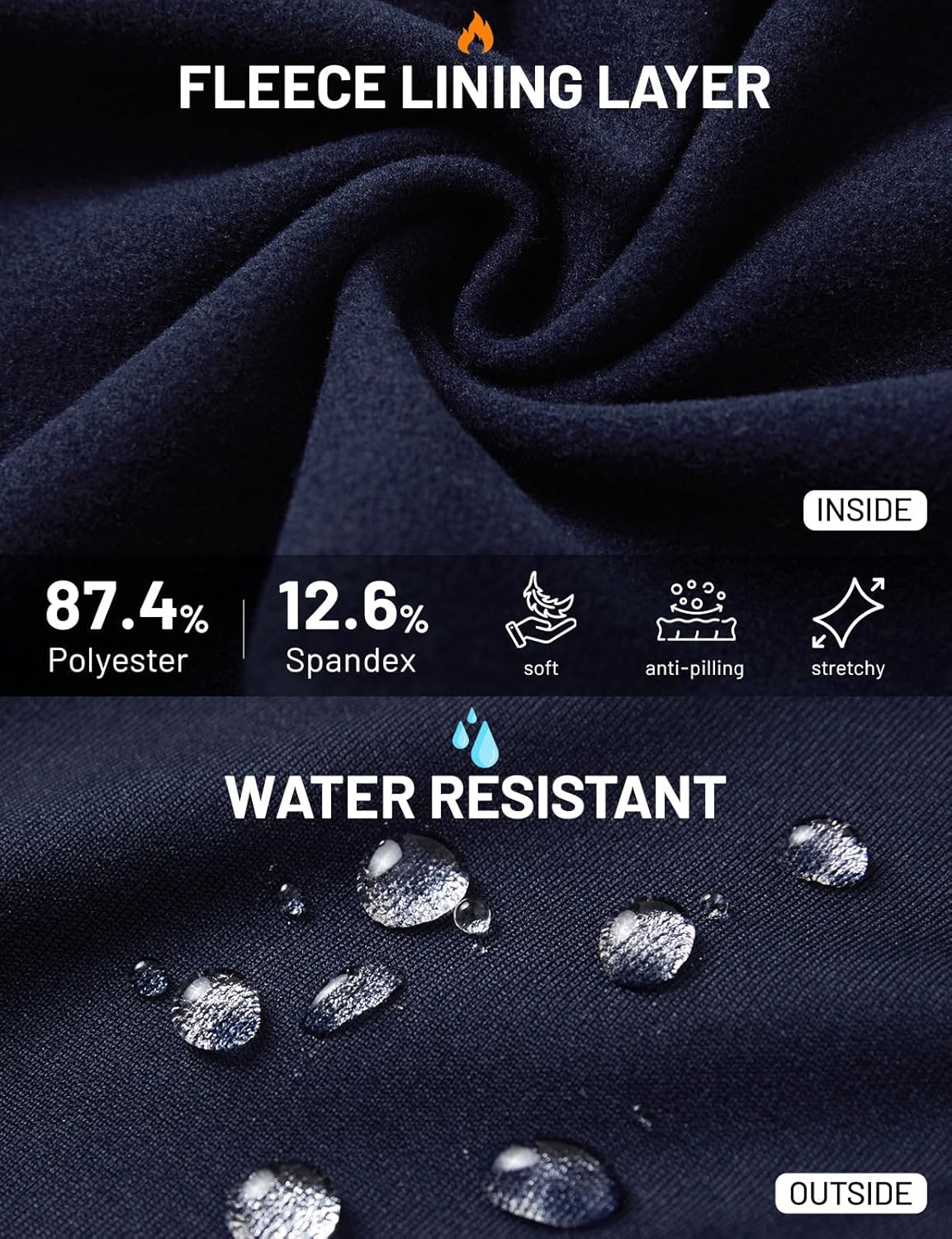 baleaf Women's Fleece Lined Pants Golf Winter Pockets High Waisted Thermal Cold Travel Work - Image 5