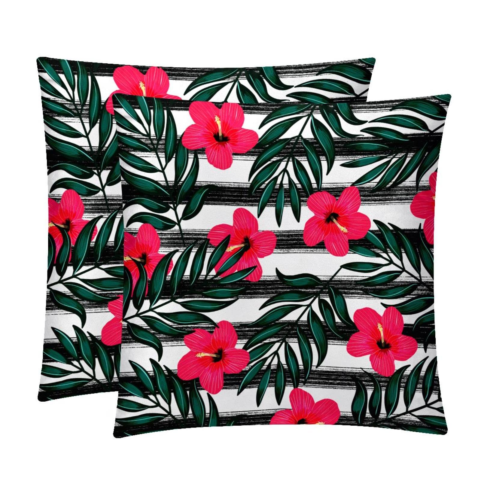 TDGKPZ Tropical Leaf Throw Pillow Covers 2 Pack Pillowcases Soft Cozy Pillow Cases For Couch Bed Sofa 50x50cm