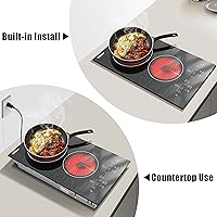 Vista 3 de Karinear Placa eléctrica portátil con 2 quemadores, estufa eléctrica enchufable de 110 V, uso en encimera o instalación empotrada, placa de cocción