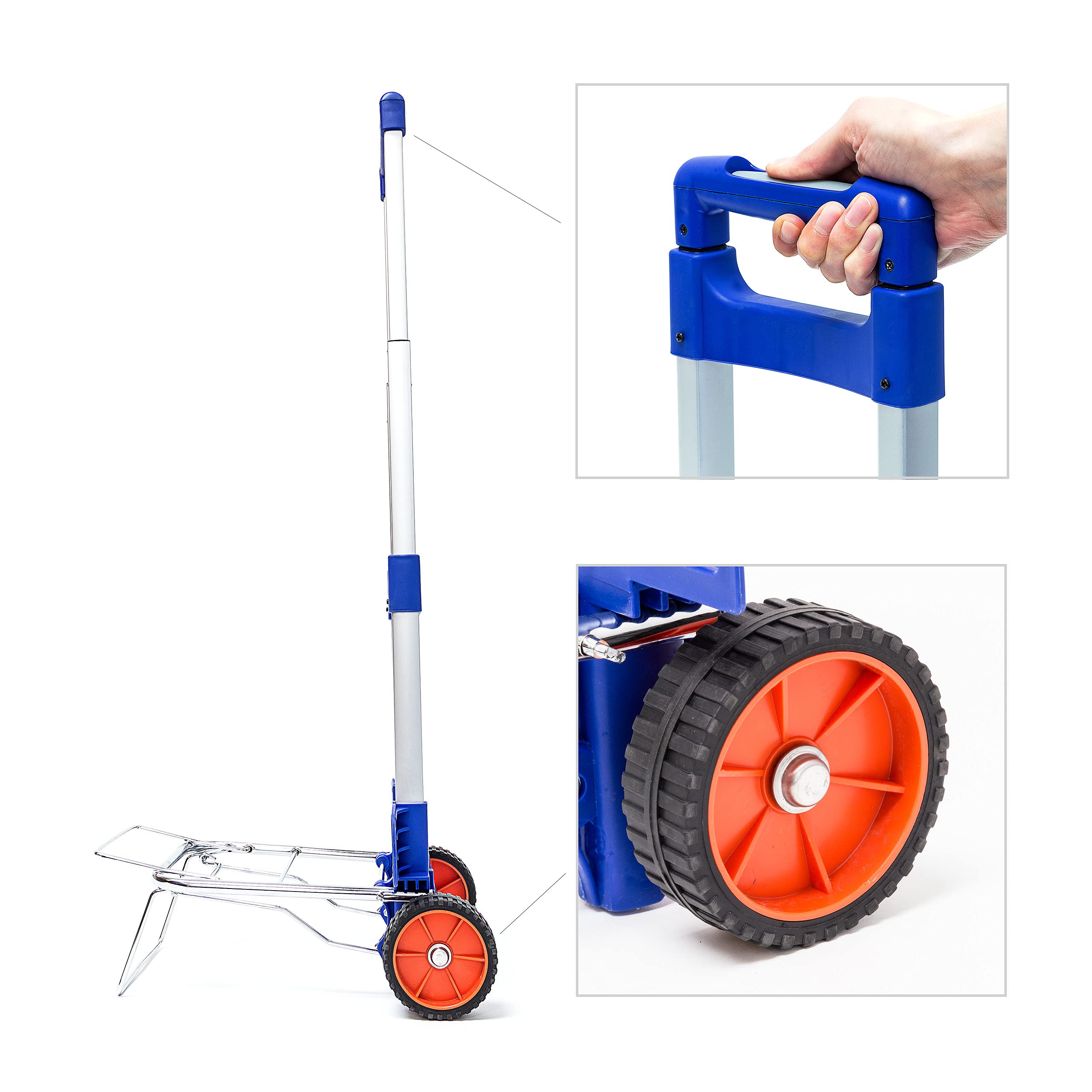 Carrello Portapacchi Pieghevole In Alluminio - Trolley Con Manico Telescopico, Blu, Per Traslochi E Spesa - Foto 5
