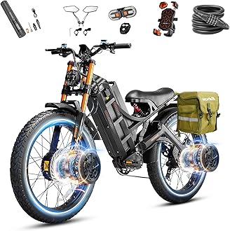 2026 Romeo Pro 3 5600W 50Mph High-Torque Ebike, 60V 80Ah 250-Mile Long Range Electric Bike for Adults, Adjustable Air Suspension, 26'' Puncture-Proof Tire, UL 2849 Certified by TÜV