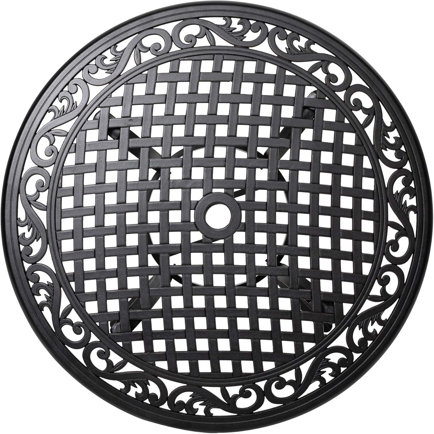 Nuu Garden 36 Inch Patio Table with Umbrella Hole, Outdoor Round Cast Aluminum Bistro Table - Black/Dark Bronze : Everything Else