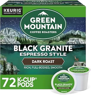 Green Mountain Coffee Roasters Black Granite, Keurig Single Serve K-Cup Pods, Espresso Style Dark Roast, 72 Count