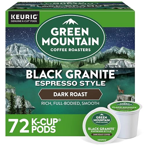 Green Mountain Coffee Roasters Black Granite, Keurig Single Serve K-Cup Pods, Espresso Style Dark Roast, 72 Count - Black Granite - 72 Count (Pack of 1)