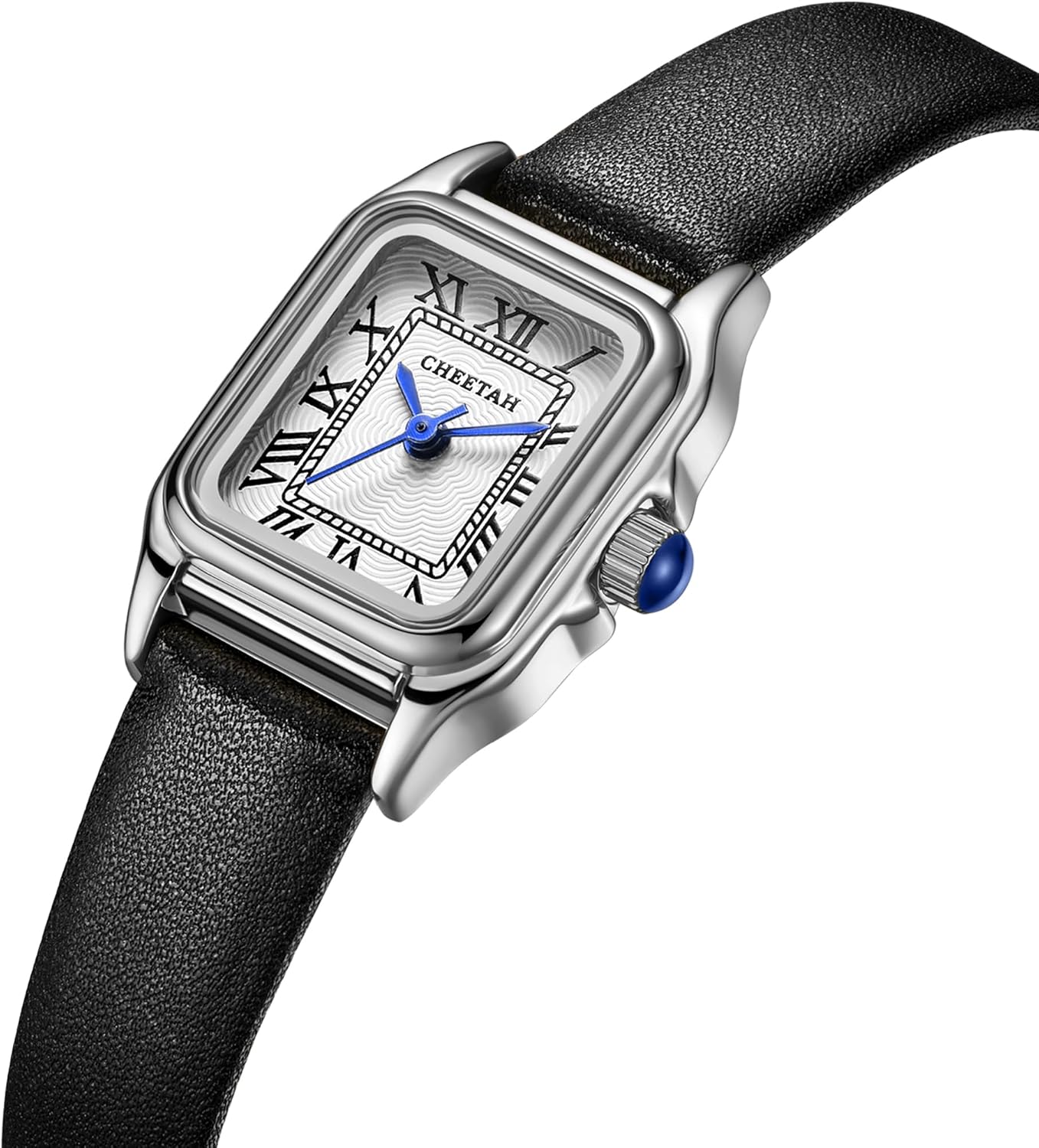 CHEETAH Women’s Leather Strap Watch, with Small Vintage Rectangular Case, Roman Dial - Image 2