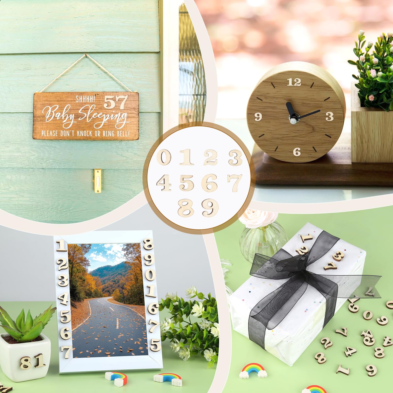 Houten Cijfers / Letters, 200 Stuks Gemengde Houten A-Z Letters / 0-9 Cijfers Onvoltooide Houten Letters Cijfers Voor Diy Craft Wedding Party Home Decoration (Nummer