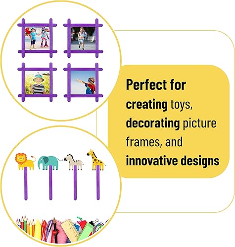 Miniatura 6 de Mr. Pen - Palitos de manualidades, paquete de 200, palitos de paleta morada, palitos de paletas para manualidades, palos de madera, palos para