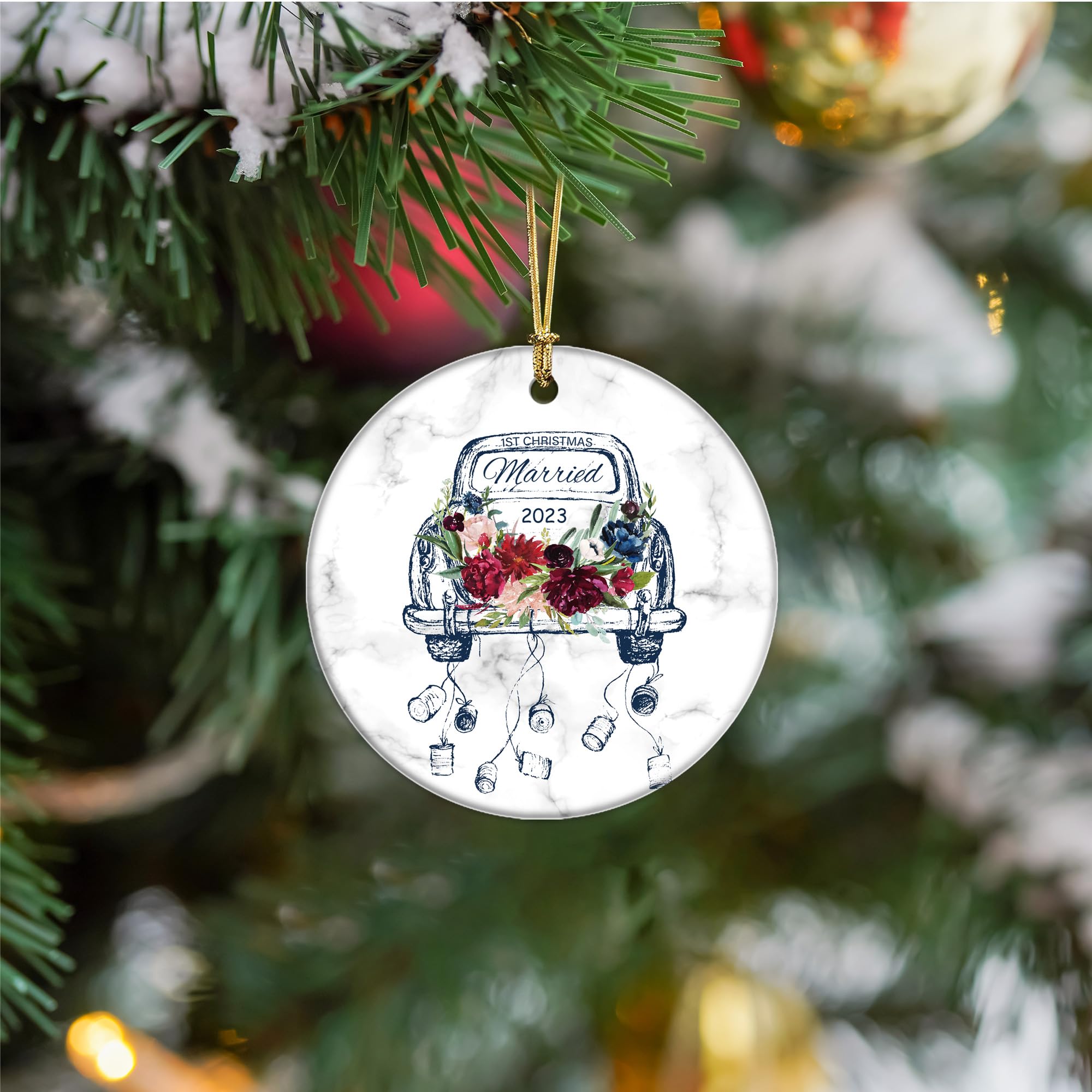 Our First Christmas Married Ornament - 2023 Owl Wedding Keepsake Tree Decoration