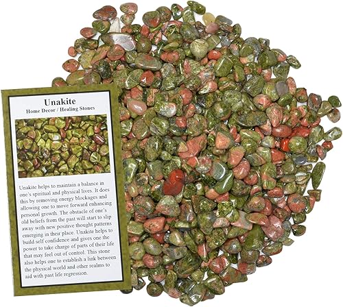 1 libra de piedras de unakita pulidas, rocas pulidas para manualidades, arte, relleno de jarrones, decoración, reiki, joyería de cristal y mucho más