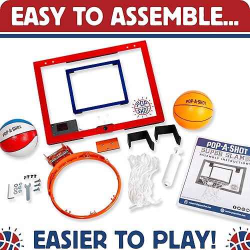 Miniatura 5 de Pop-A-Shot Super Slam - Mini aro de baloncesto para adultos  2 pelotas de baloncesto incluidas y bomba  Construido para volteos  Borde de ruptura