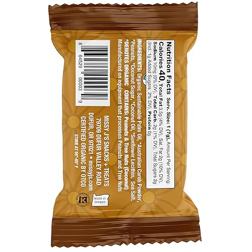 Miniatura 3 de Missy J's Mini bocados orgánicos de algarroba de mantequilla de maní de 0.24 onzas, paquete de 15 unidades, hechos con azúcar de coco, vegano, sin