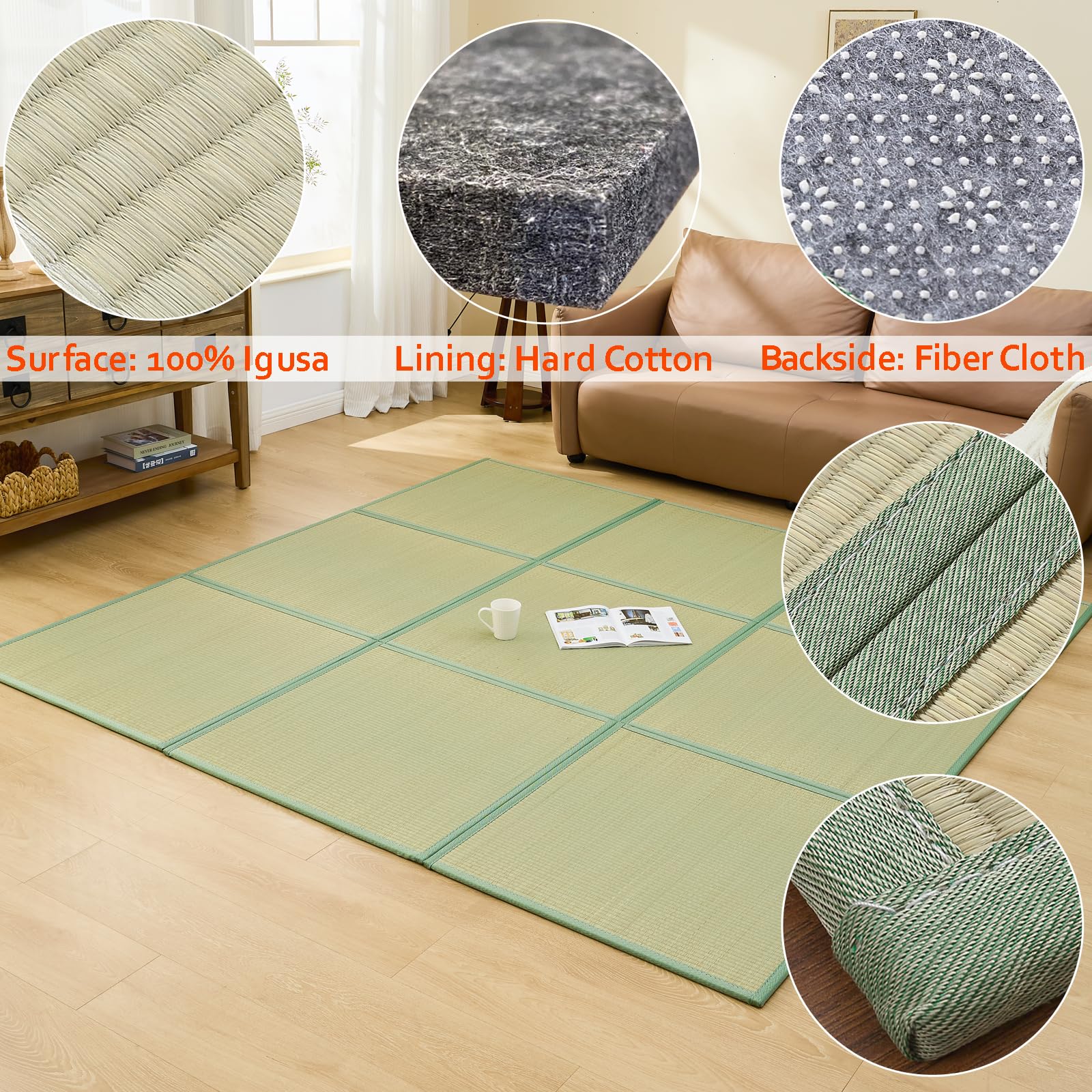新品　FCRB EMBLEM IGUSA MAT KITBRHOME Japanese Natural Igusa Grass Tatami Mat, Splicing 94.5